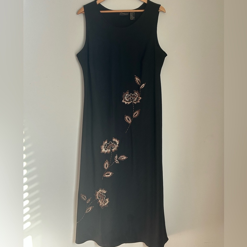Companix Woman Black Embroidered Maxi Dress – Size 18W